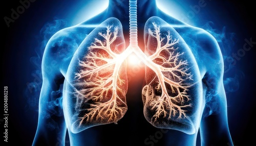Human Lungs Anatomy Illustration - A Detailed Medical Visualization.