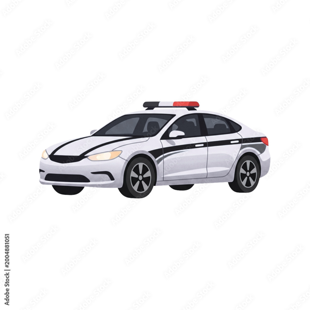 Obraz premium White Police Car Minimal Side View