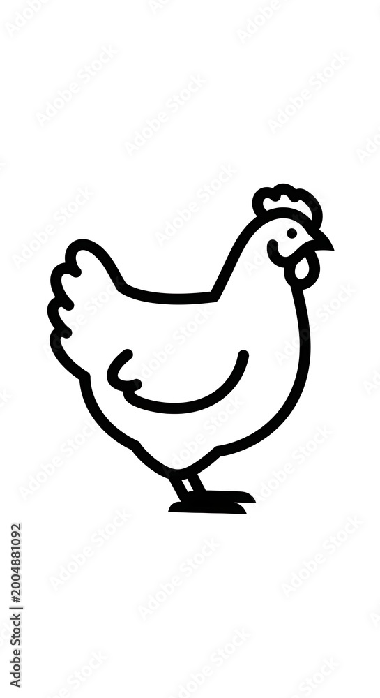 Fototapeta premium Simple black line drawing of chicken.