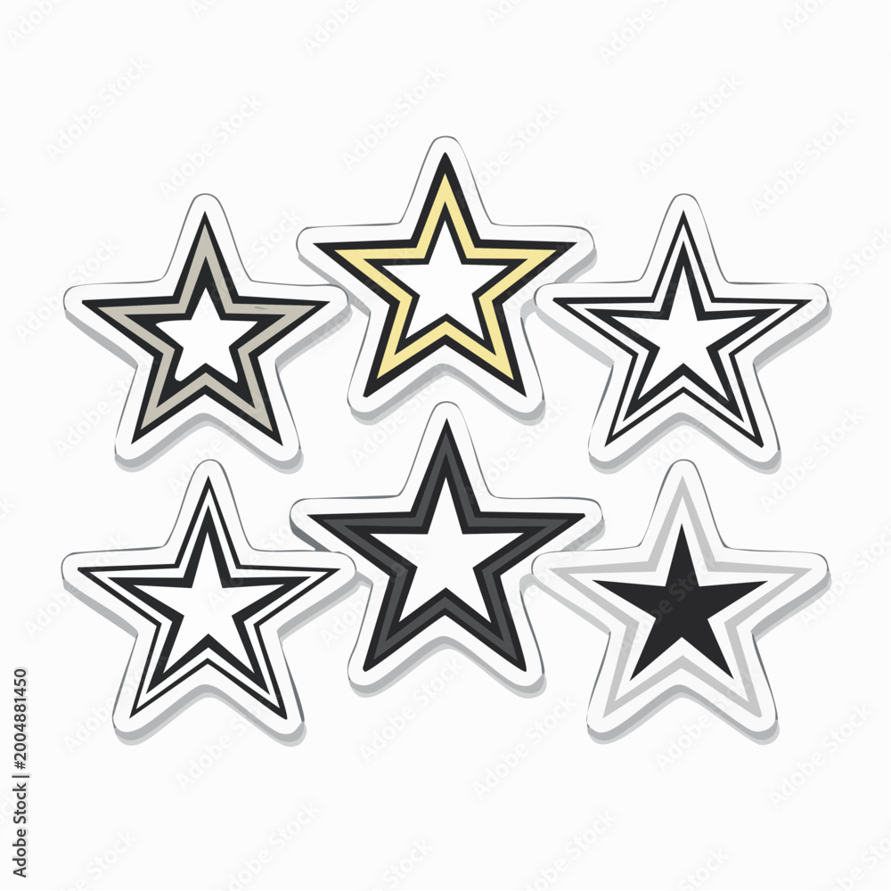 Fototapeta premium Collection of Six Stylized Stars