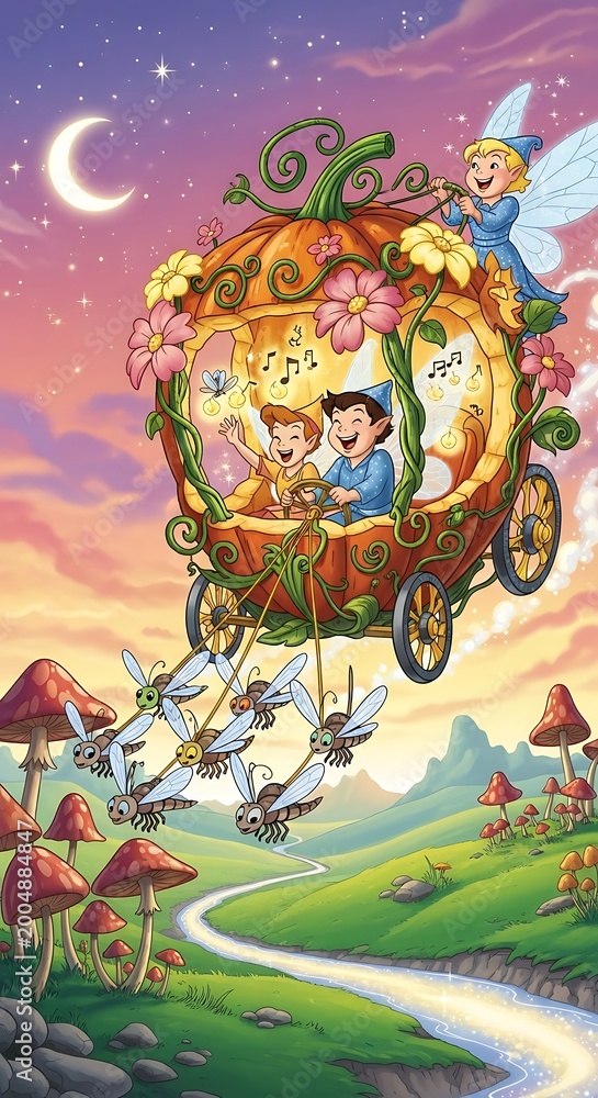 Obraz premium Whimsical fairy tale fantasy carriage ride.