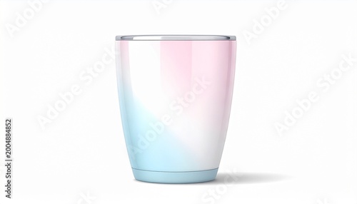 Modern Insulated Tumbler with Aesthetic Pink and Blue Gradient Design on White Background, Perfect for Hot or Cold Beverages