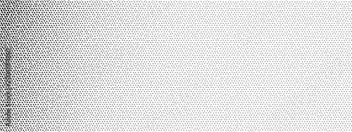 Gradient circle halftone background with half white square. Dot tone pattern for seamless digital texture composition. Combines line pixel comic elements through perforated card.