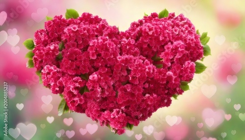 Heart-shaped bouquet of vibrant red flowers for Valentines Day.