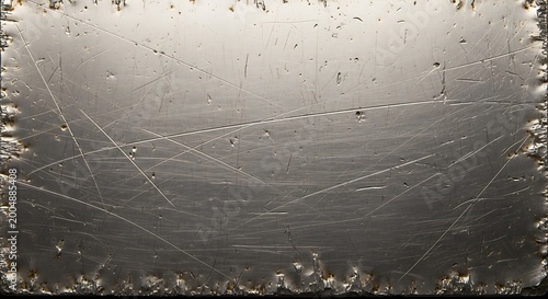 Steel metal plate with scratches and wear marks, realistic industrial damage texture, detailed rough surface, ideal for grunge backgrounds and design use.