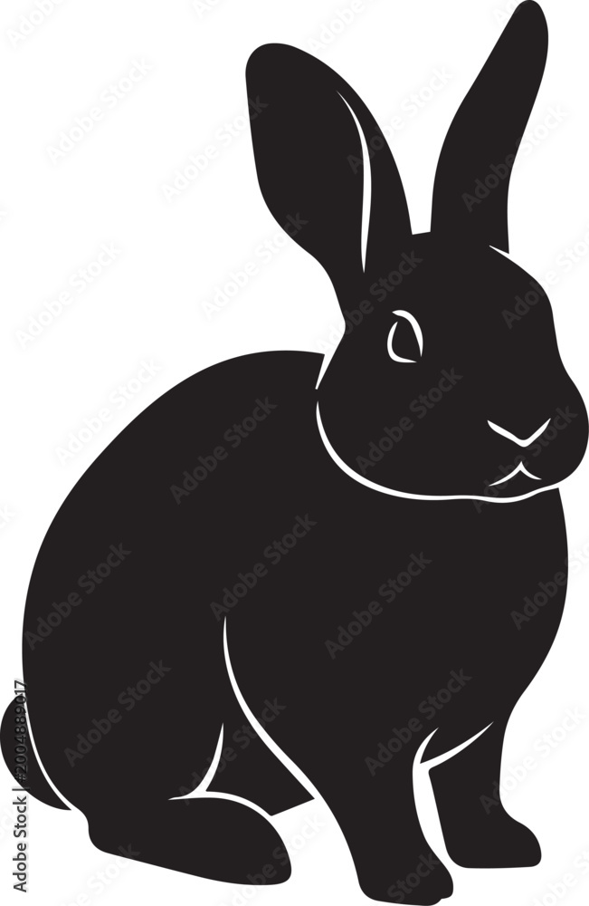 Obraz premium Black rabbit silhouette sitting calmly