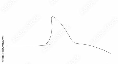 Quadro su tela Minimalist abstract line drawing of a shark fin breaking the surface of water