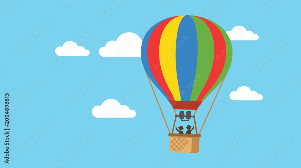 Fototapeta premium Colorful Hot Air Balloon Flying in Sky.