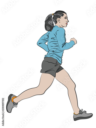 A person running and exercising, in cartoon style, on a white background.