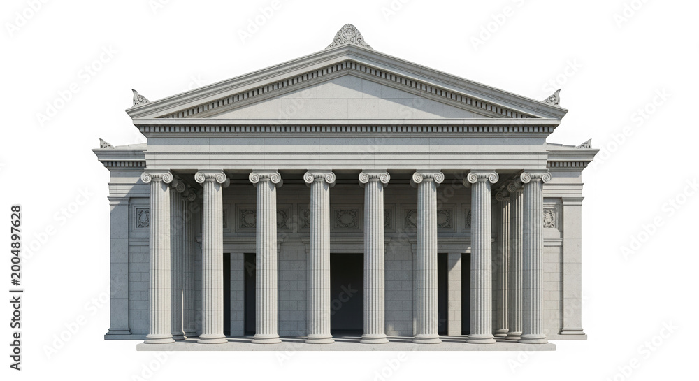 Obraz premium A large white building with columns isolated on transparent background