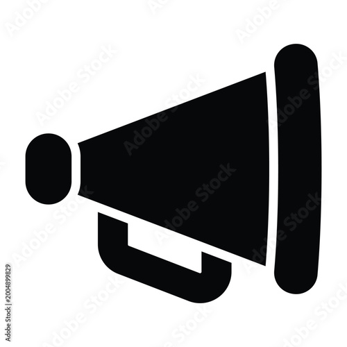 Bild auf Leinwand Bold filled black megaphone speaker in clean modern silhouette style, isolated on white background