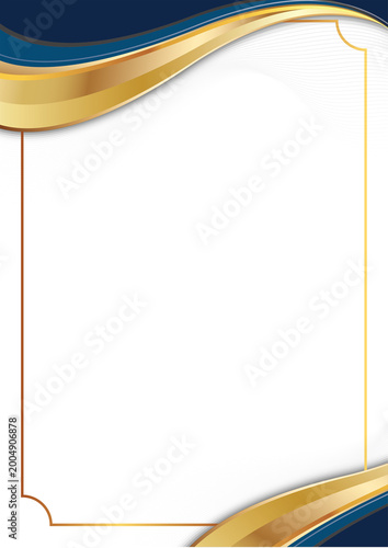Elegant gold border design with blue and white background for luxury templates