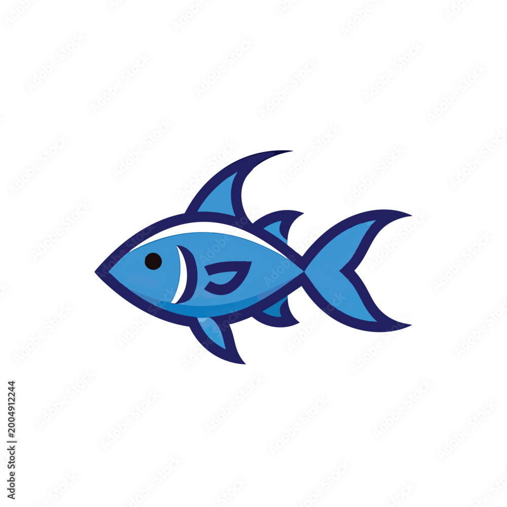 Fototapeta premium Minimalist blue tuna fish vector illustration icon.