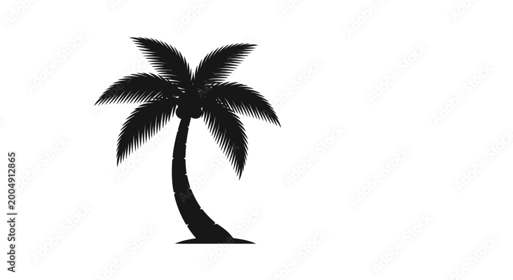Fototapeta premium Black silhouette of a palm tree.