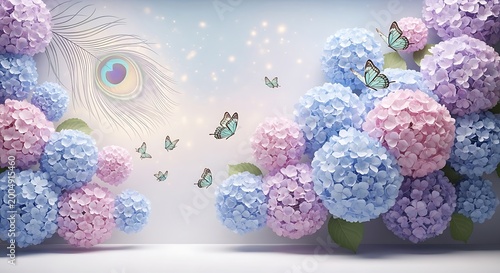 Elegant 3D Floral Arrangement with Roses and Butterflies, Minimalist Decor