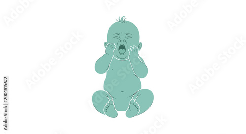 Cuadro en lienzo Crying baby with pacifier in mouth.