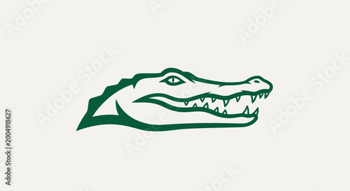Foto Green alligator head side profile.