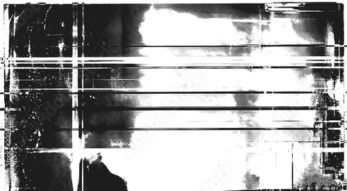 Tableau sur toile Seamless broken printer streaky faded lines Black color ink toner texture overlay