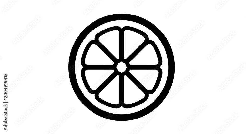 Obraz premium Minimalist Citrus Slice Icon