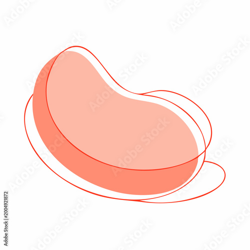 Abstract Organic Shape with Coral and Red Lines