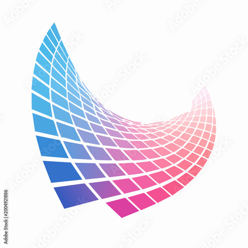Abstract Curved Grid with Gradient Colors