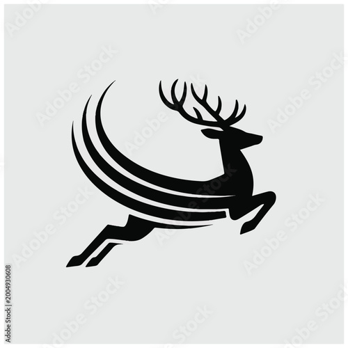 Bild auf Leinwand Black Deer Silhouette in Motion Running.