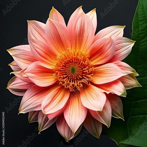 A blooming pink and orange dahlia flower