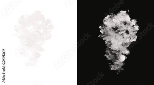 Foto Soft white smoke cloud isolated on a black background for design effects isolate