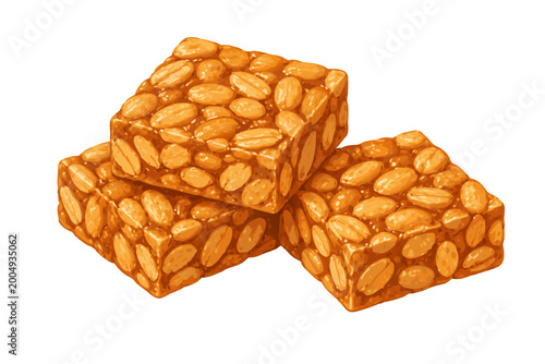 Pé de Moleque Flat Vector Illustration Brazilian Candy