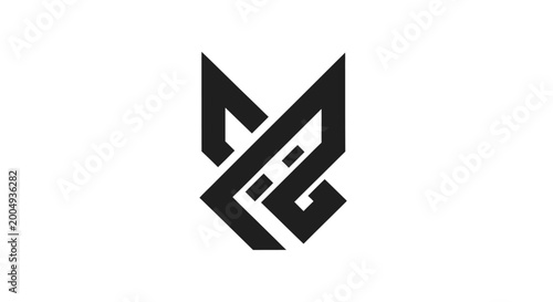 Foto Abstract geometric fox head logo design minimalist modern symbol representing cu