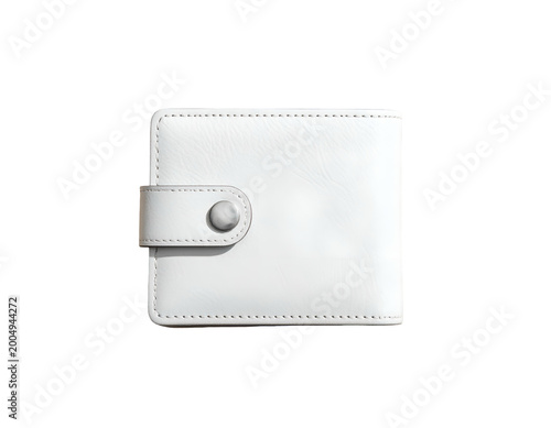 Minimalist white leather bifold wallet with snap closure