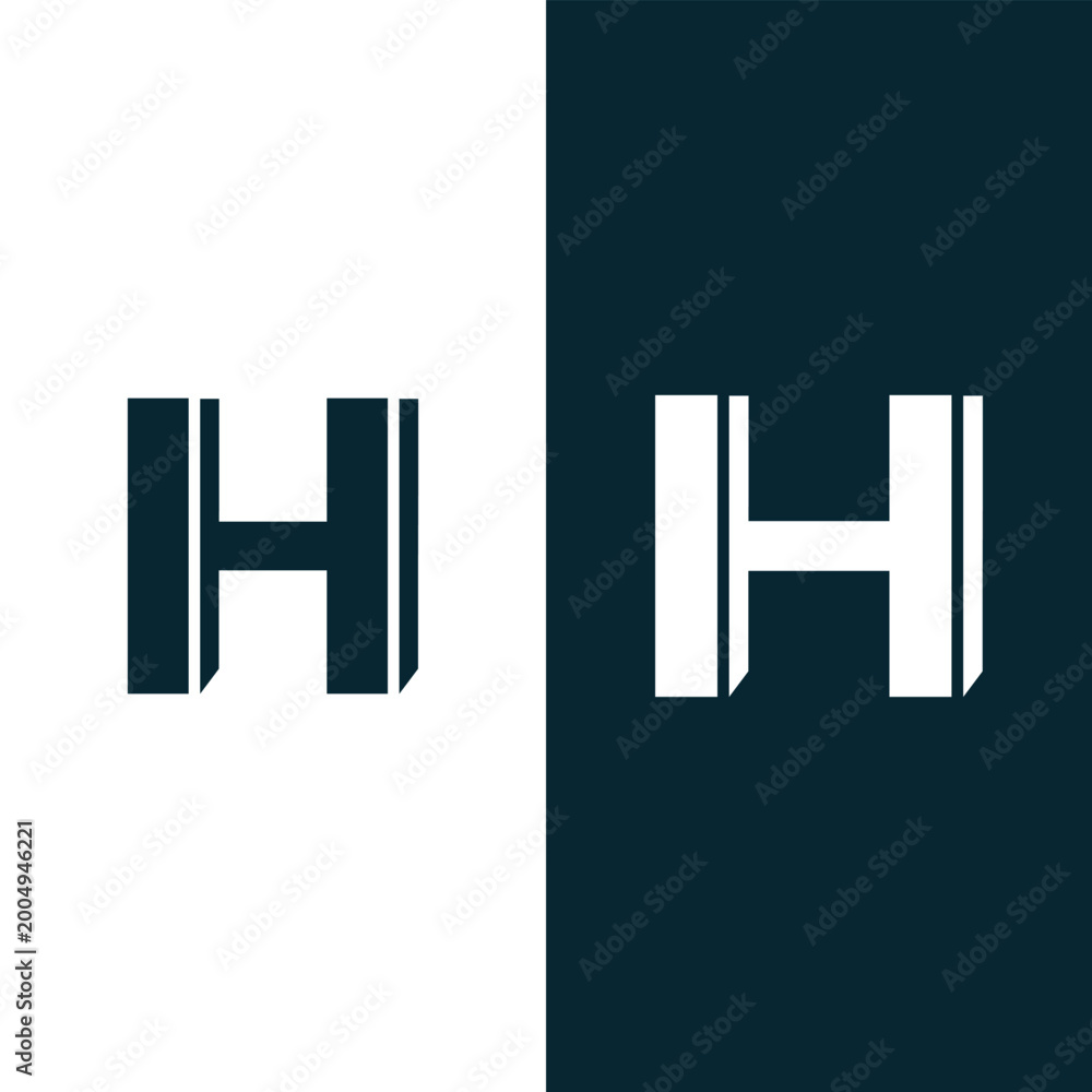 Obraz premium Creative And Minimalist Letter H 3D Style Logo Icon Design Stock Vector - Illustration.