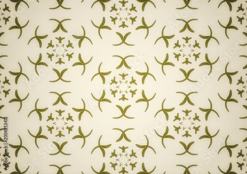 Abstract Floral Leaf Geometric Hand Draw Green Background