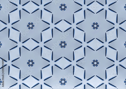 Abstract Blue Geometric Little Flower Winter Background
