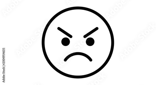 Φωτογραφία Angry face icon, simple line drawing, expressing frustration and displeasure