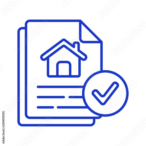 Home buying document with checkmark icon, isolated on transparent background