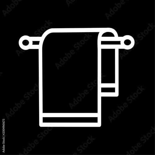 Towel and hanger rack icon. Vector graphic, not Artificial Intelligence, logo illustration. Replaceable vector design.