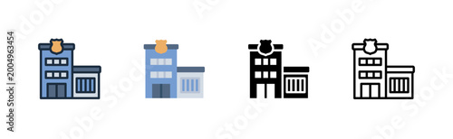 police icon. station building. public safety. law enforcement.