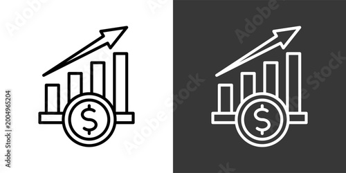 Bild auf Leinwand Progressive Growth Black And White Icon Set Collection Pack Vector Illustration