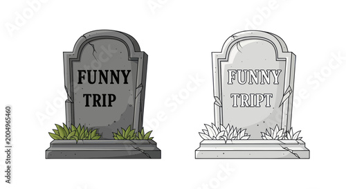 Schilderij op canvas Funny Trip Gravestone Icon Set
