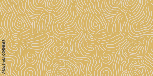 Abstract organic swirling lines pattern on mustard background