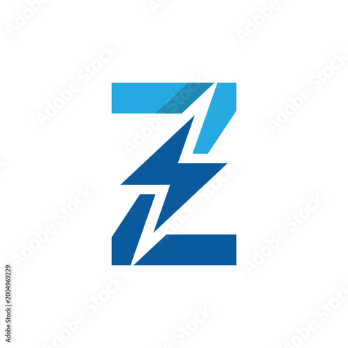 Free Download The image is a logo design of an initial letter Z with a flash or lightning icon at the center. The logo looks clean and fresh in blue color combo on a white background. - GFXLoad