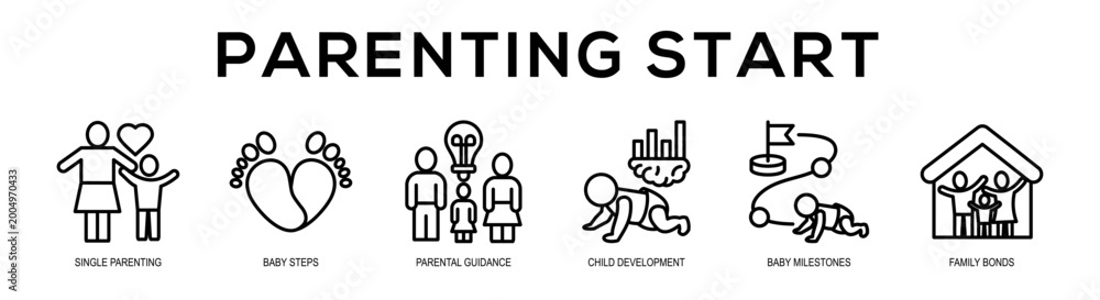 Fototapeta premium Parenting Start web banner illustration concept