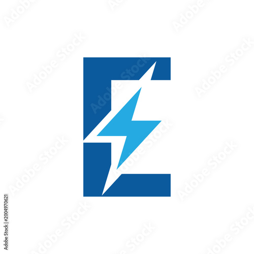 Free Download The image is a logo design of an initial letter E with a flash or lightning icon at the center. The logo looks clean and fresh in blue color combo on a white background. - GFXLoad