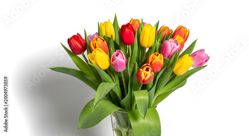 Colorful bouquet of yellow tulips arranged beautifully as a fresh spring floral display