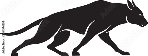 Fotografía Silhouette of a galloping wild dog in motion against a plain background