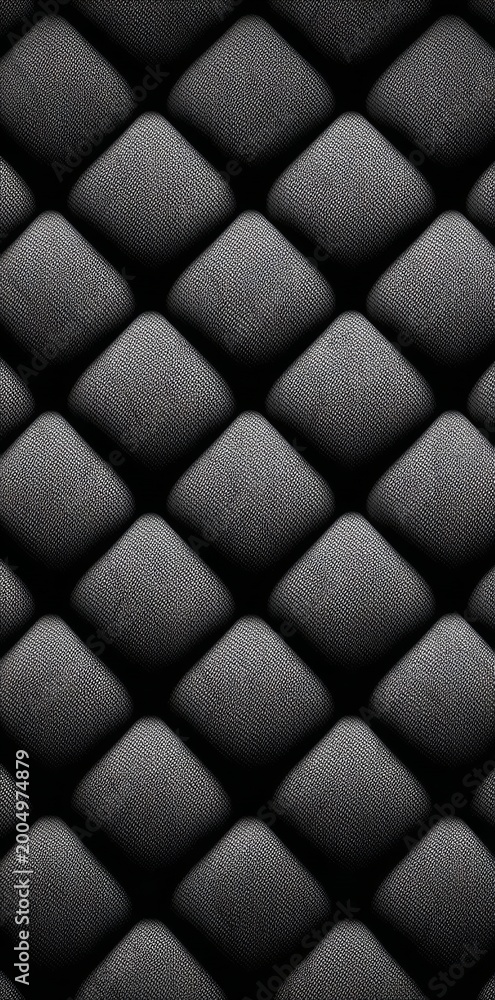 Fototapeta premium Black Quilted Leather Texture Background with Diamond Pattern Upholstery.