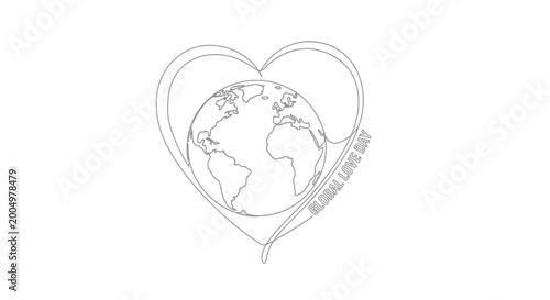 Cuadro en lienzo Earth Globe in Heart Shape.