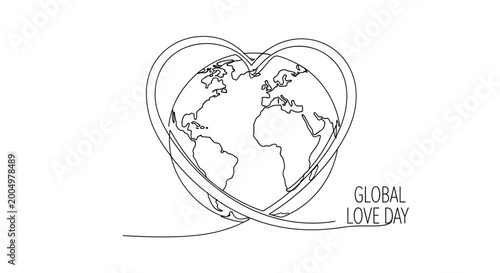 Фотография Earth Globe in Heart Shape.
