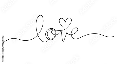 Foto Handwritten love word with heart symbol.